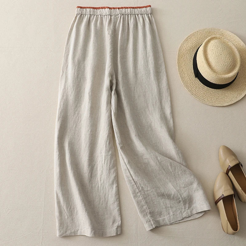 Calça Pantalona Linho Cós Elástico