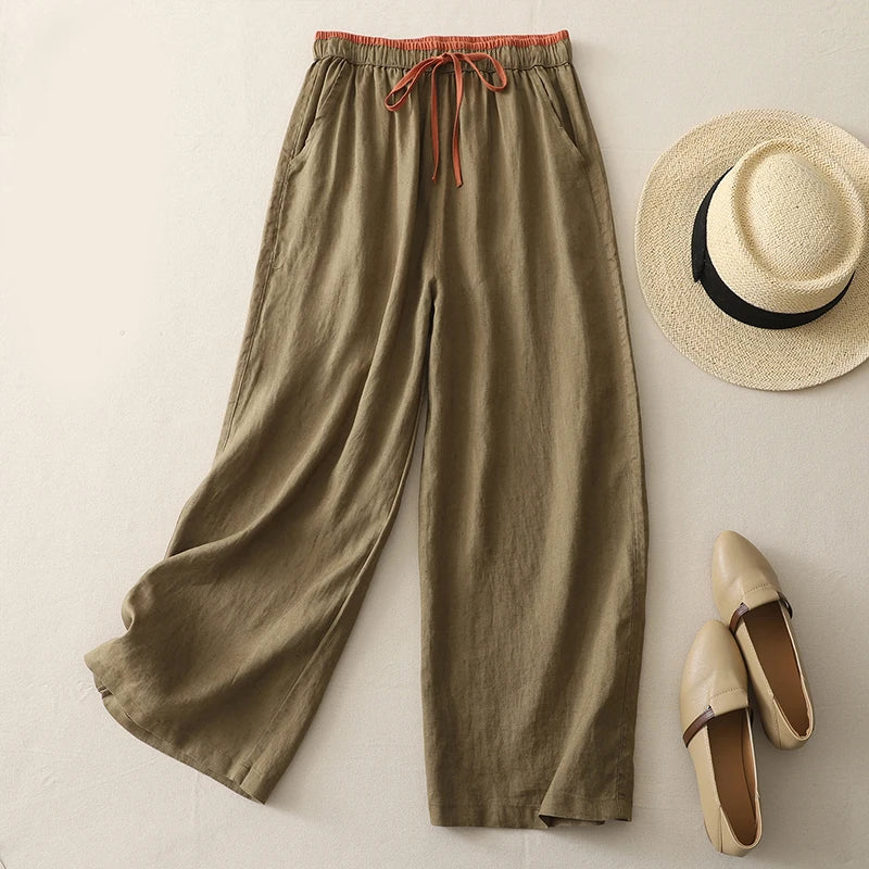 Calça Pantalona Linho Cós Elástico